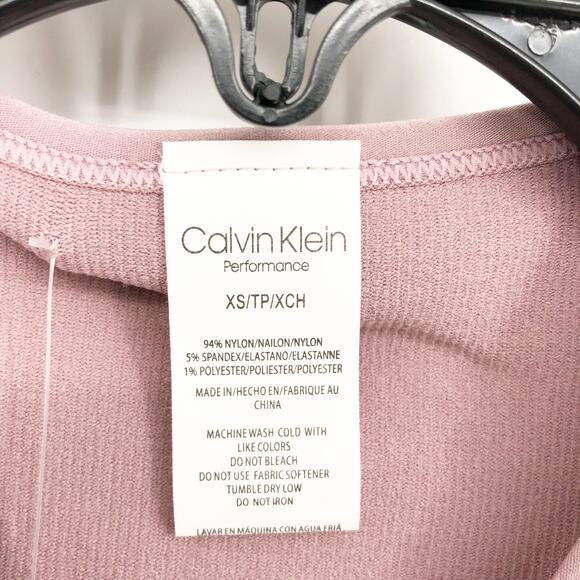 CALVIN KLEIN PERFORMANCE Ribbed Crop Top XS Pink Stardust High Neck NWT - Picture 9 of 12
